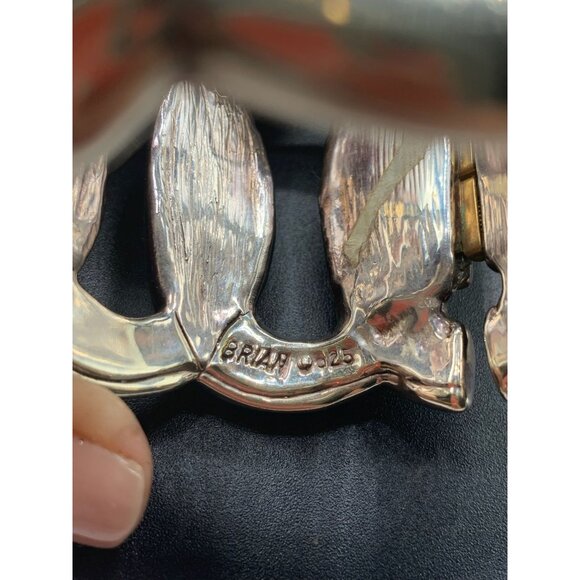 Brian Bergner Bracelet Sterling Silver Statement Hinged Modernist Bangle Signed - Picture 5 of 7